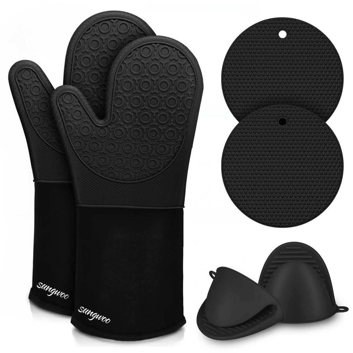 Silicone Oven Mitts With Quilted Non-Slip Grip