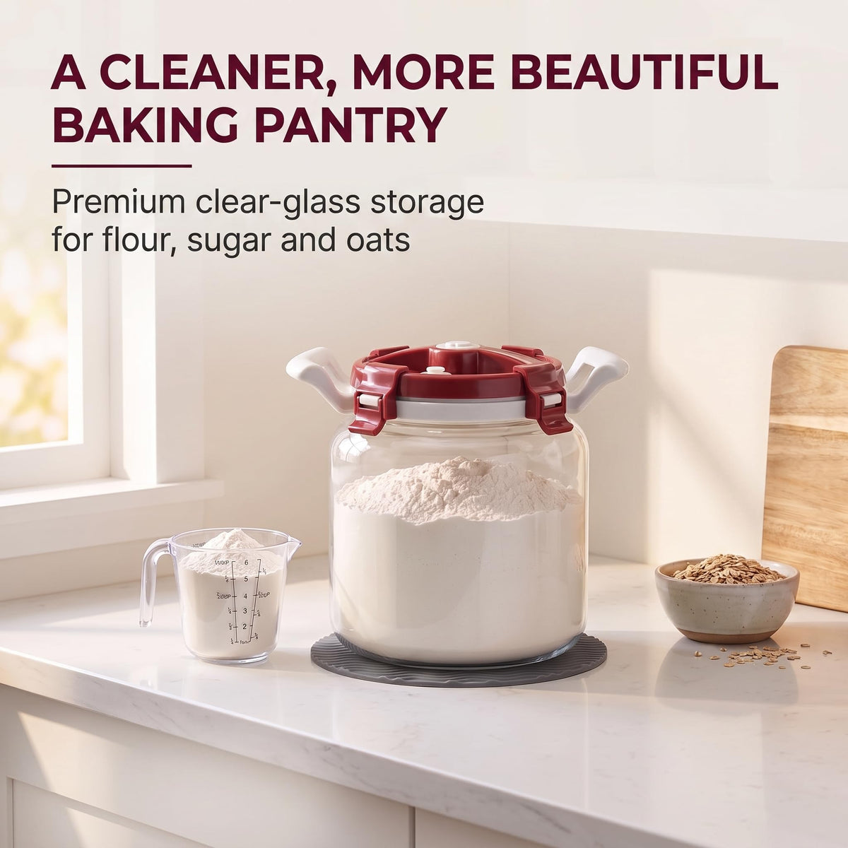 Glass Flour Storage Container With Airtight Lid