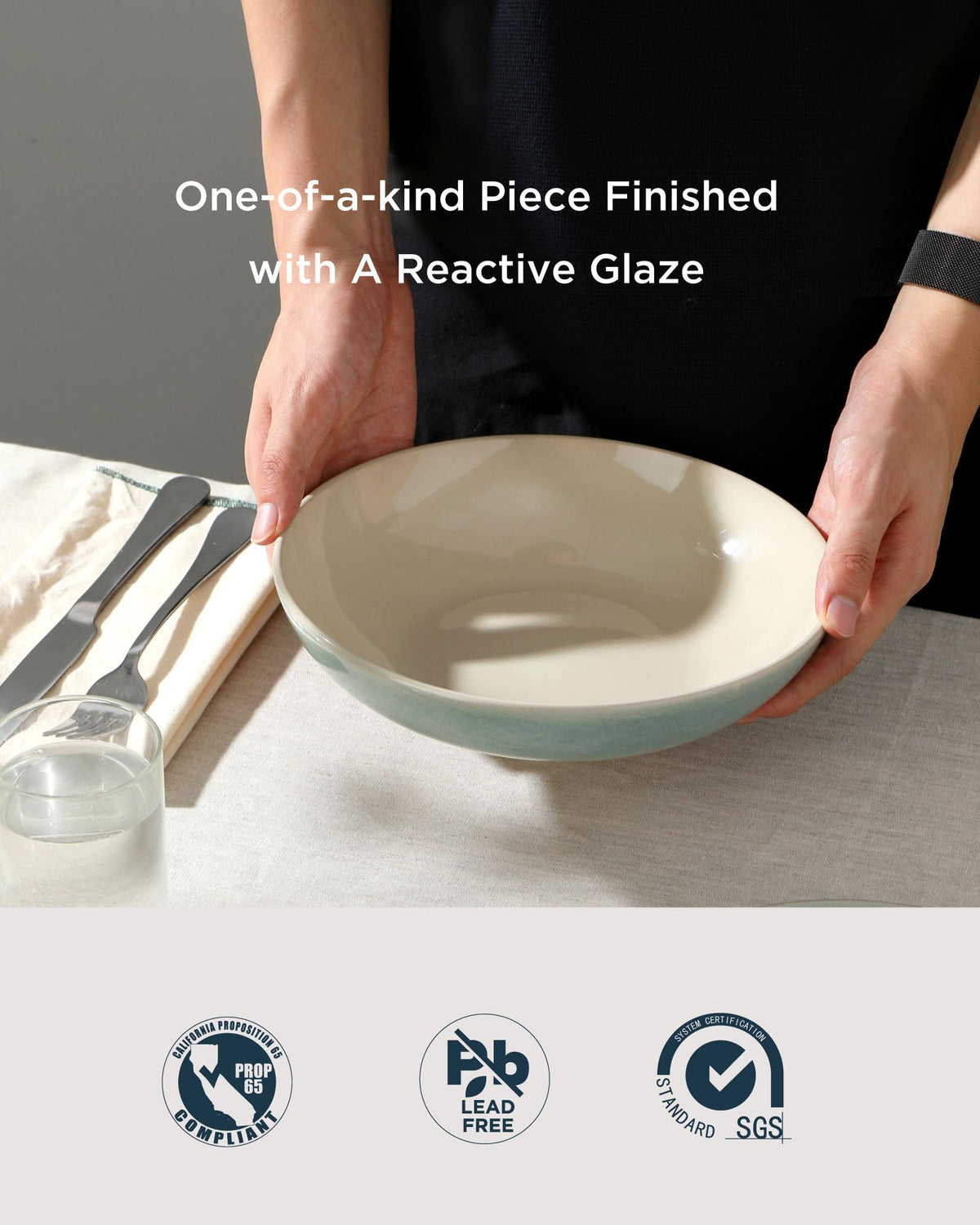 Pasta Bowl Set With Coastal-Inspired Finish