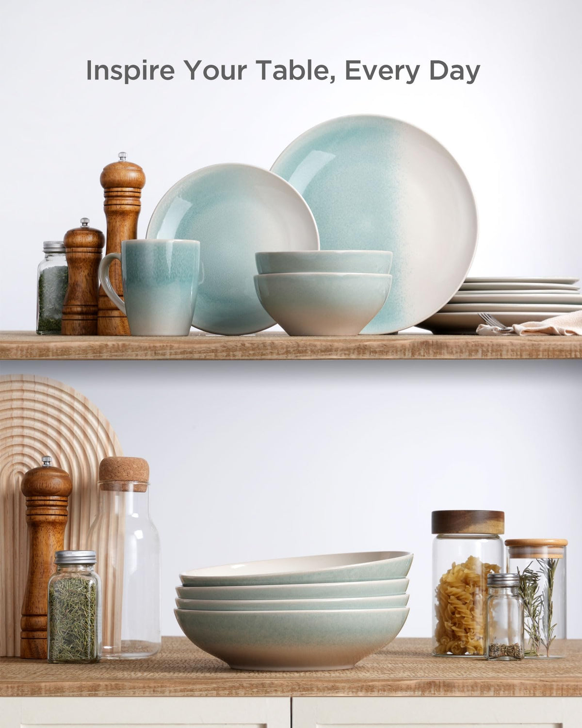 Pasta Bowl Set With Coastal-Inspired Finish