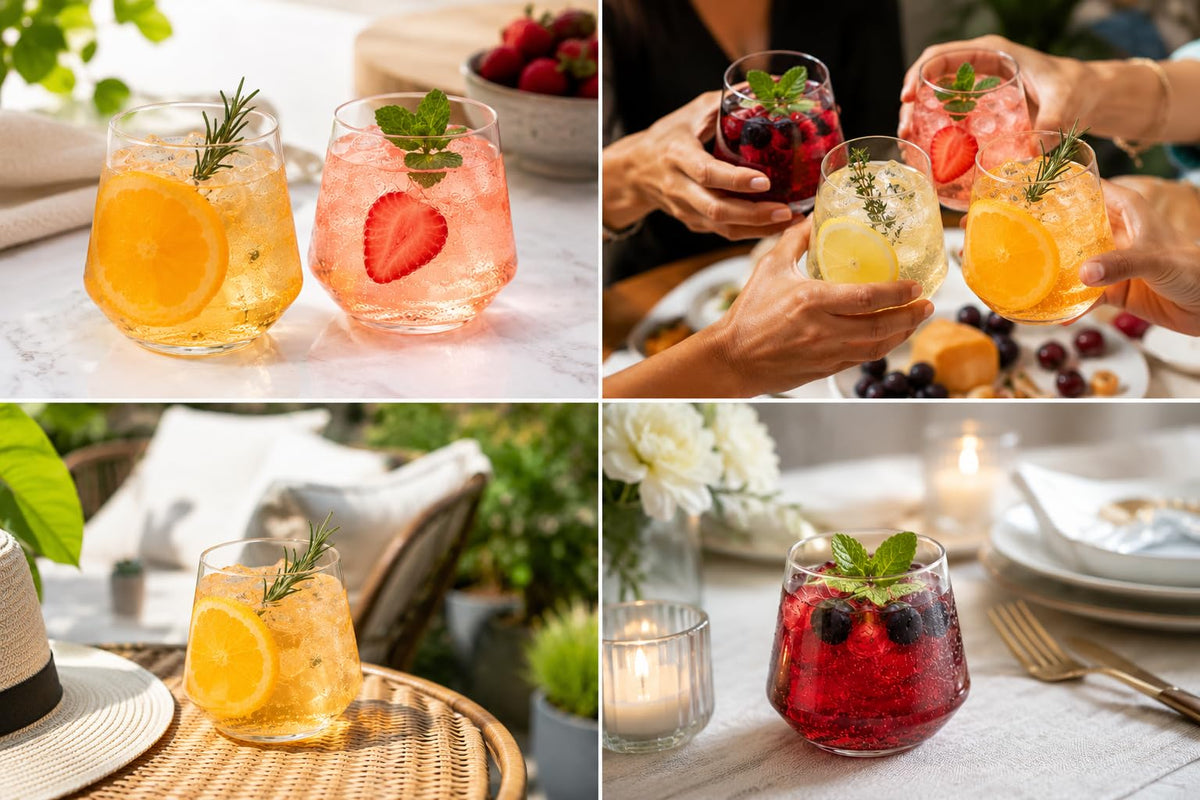 Ribbed Stemless Drinkware Set With Elegant Finish