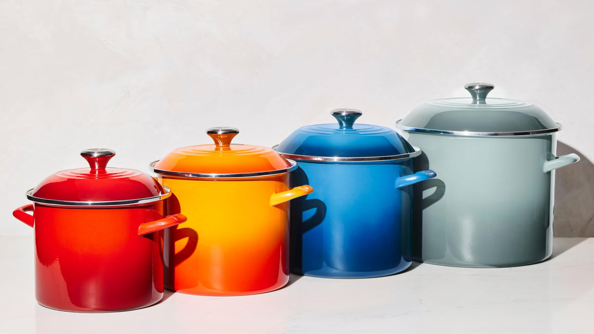 Enameled Steel Stockpot With Traditional Profile