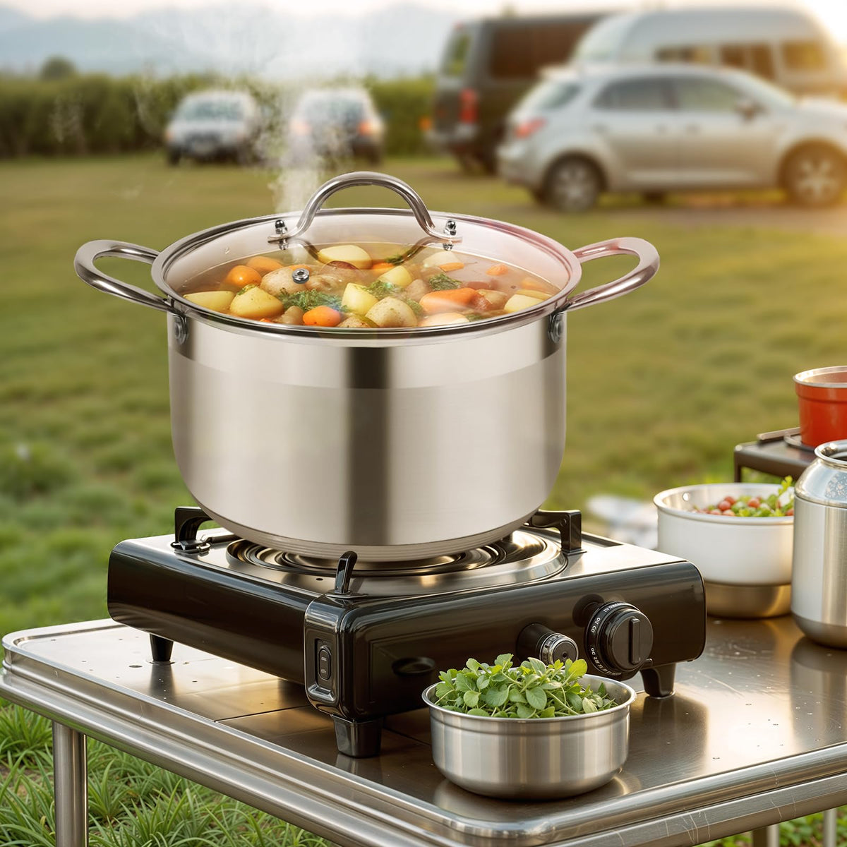 Stainless Steel Stock Pot With Clear View Lid