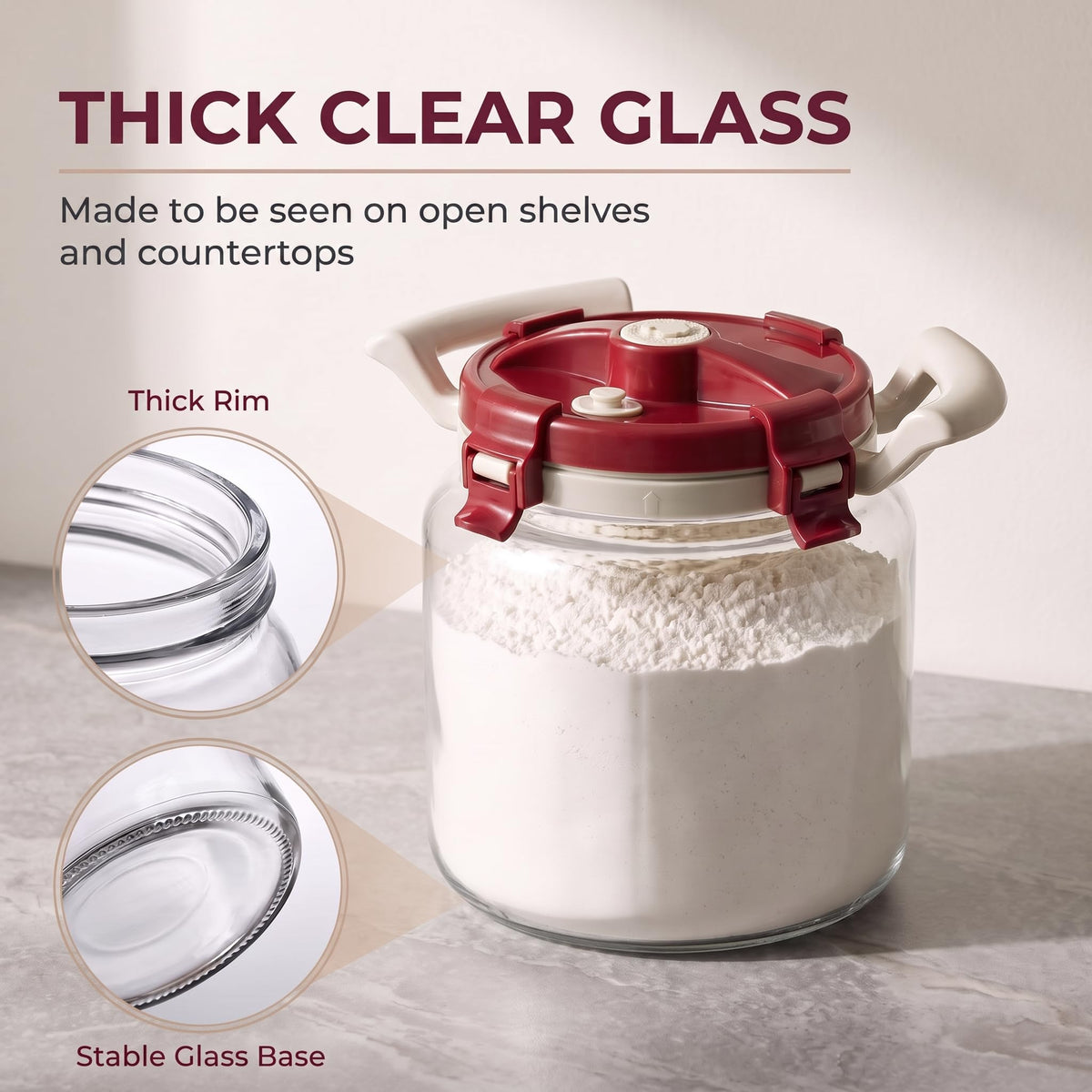 Glass Flour Storage Container With Airtight Lid