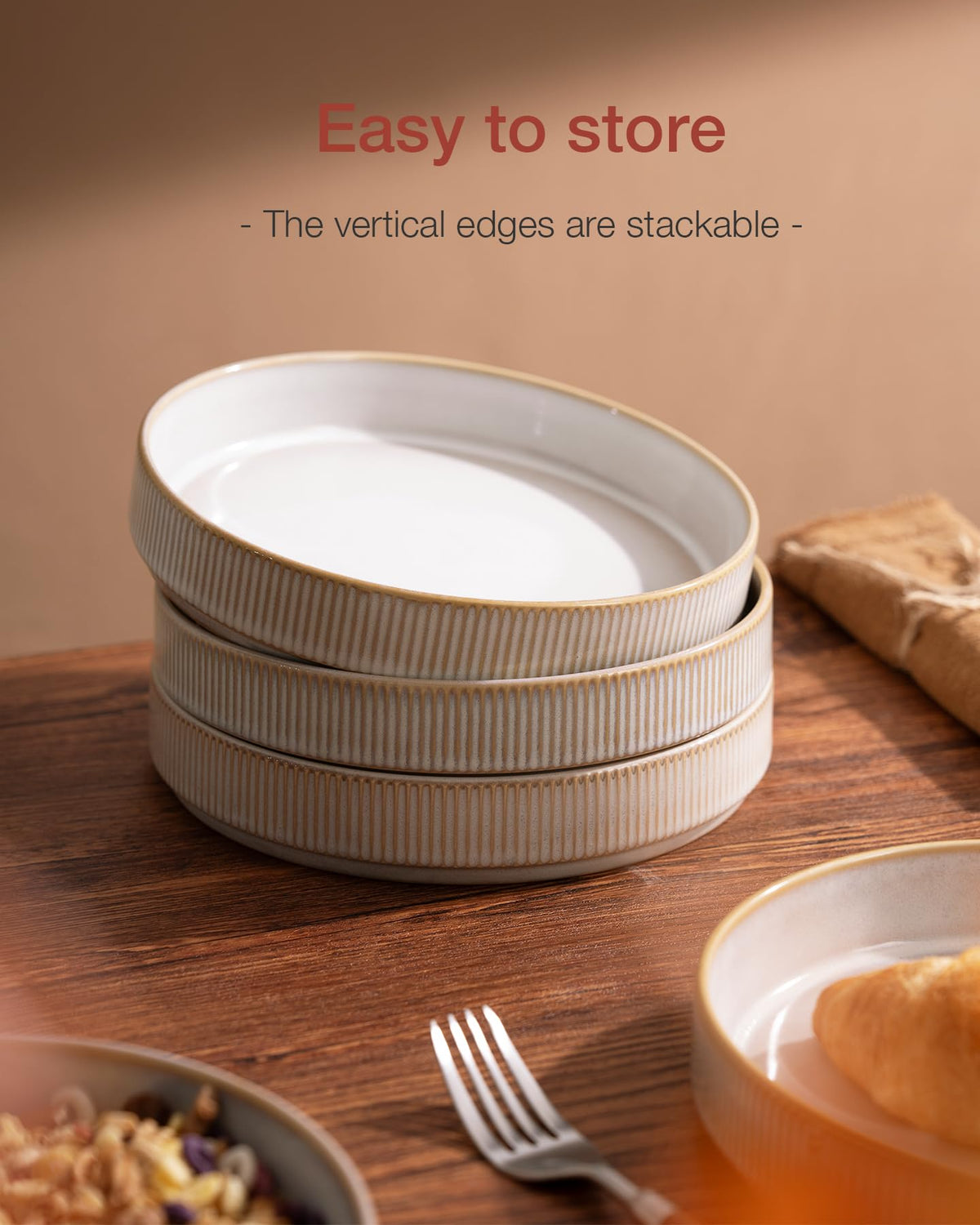 Wide Pasta Bowl Set With Star-Inspired Finish