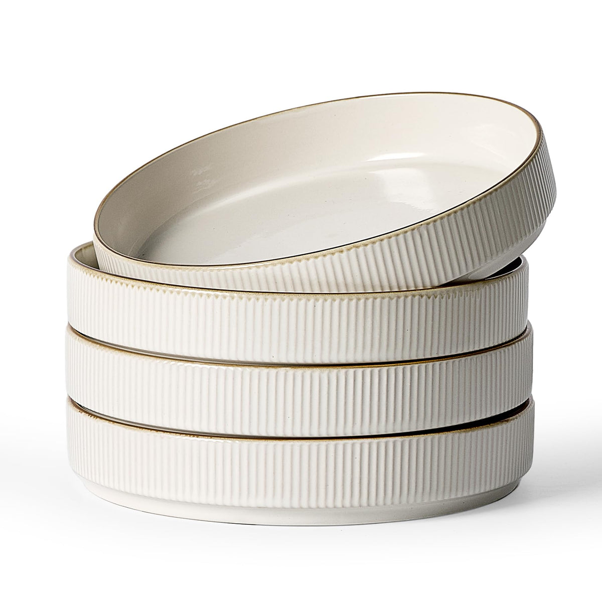 Wide Pasta Bowl Set With Star-Inspired Finish