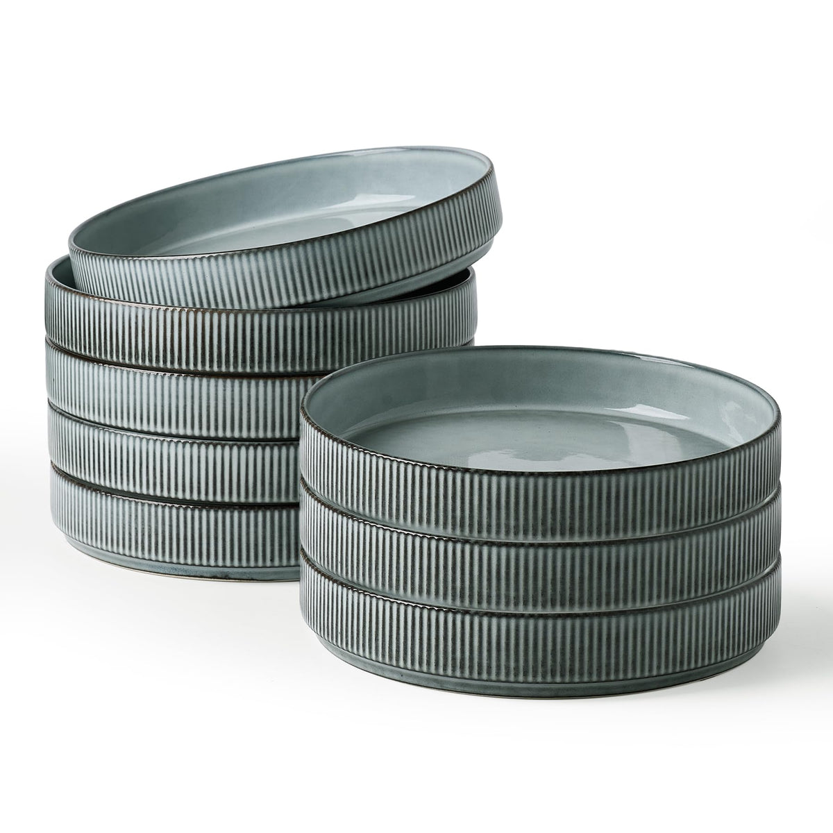 Wide Pasta Bowl Set With Star-Inspired Finish