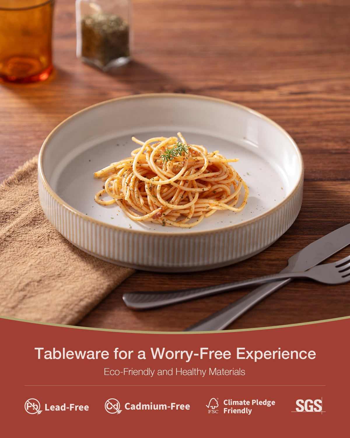 Wide Pasta Bowl Set With Star-Inspired Finish