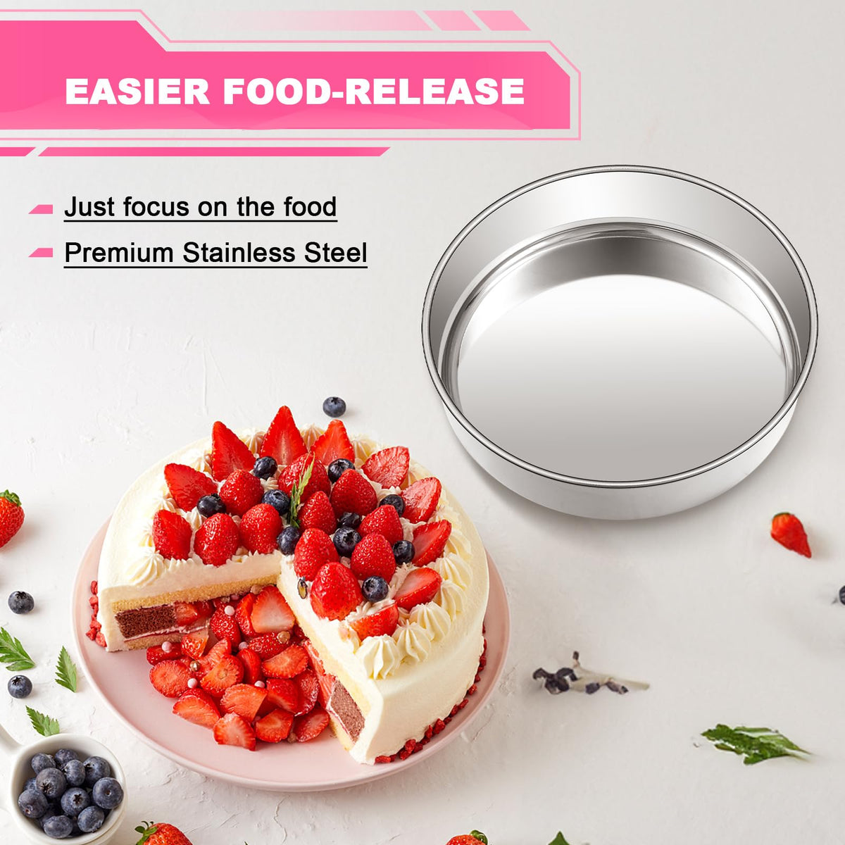 Stainless Steel Round Cake Pan Set With Leakproof Design