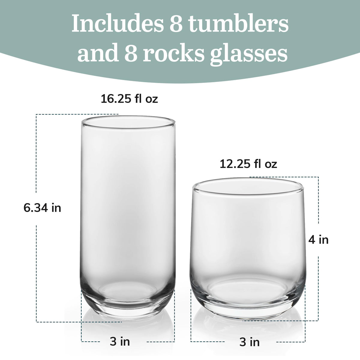 Glass Tumbler Set With Classic Cocktail Design
