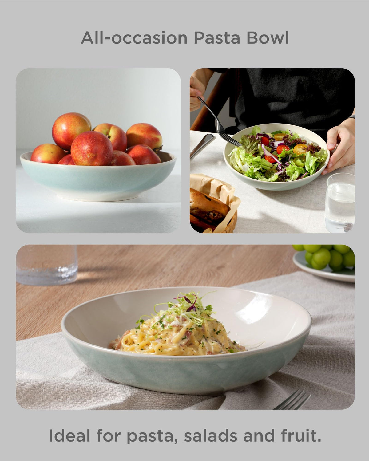 Pasta Bowl Set With Coastal-Inspired Finish