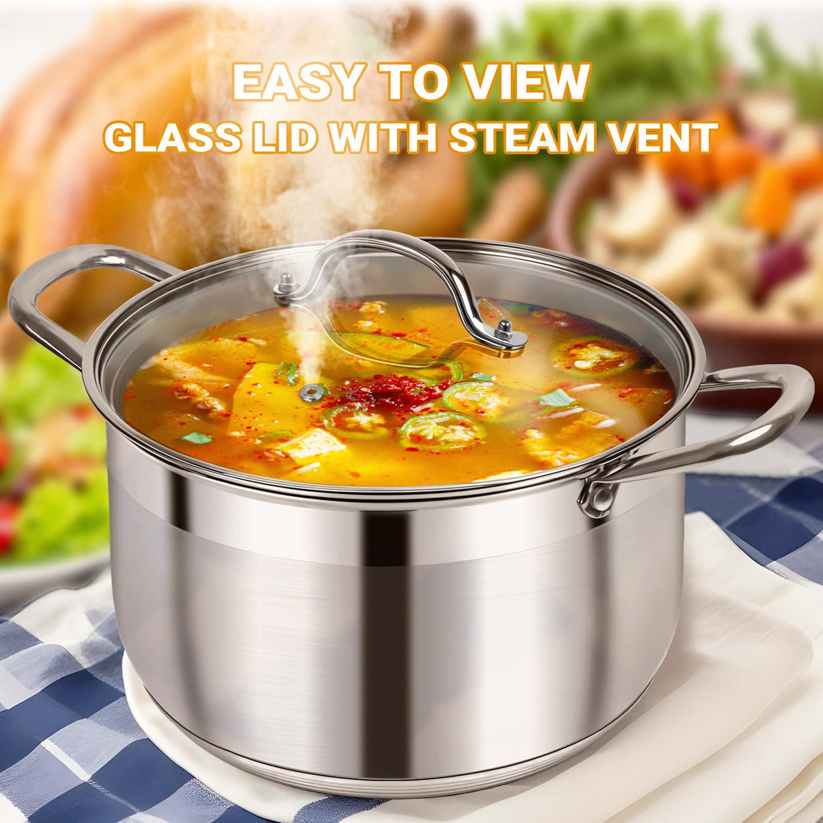 Stainless Steel Stock Pot With Clear View Lid