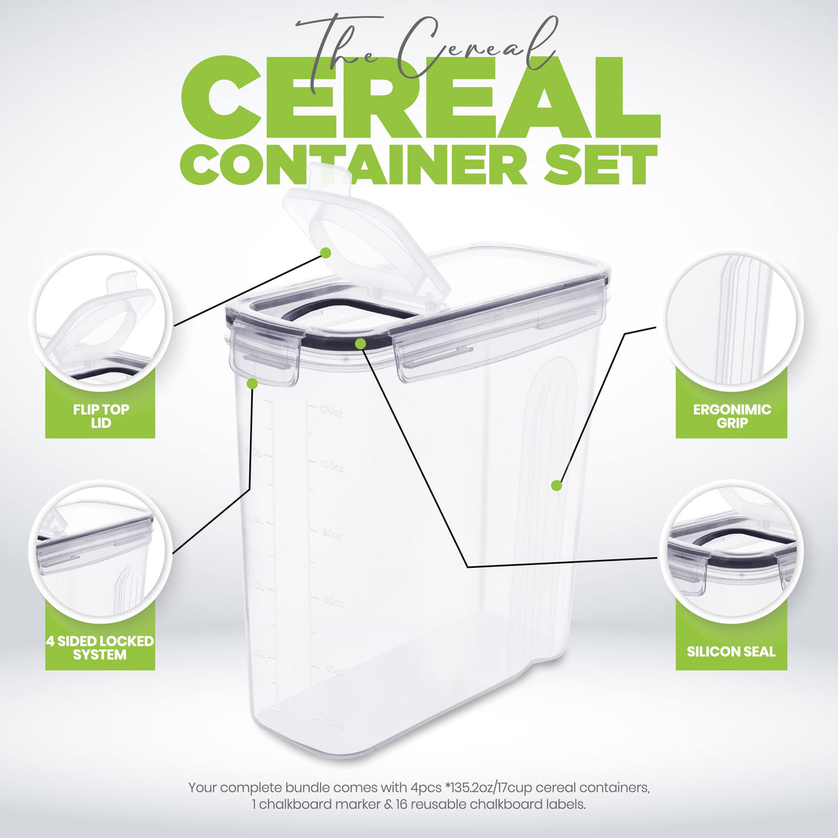 Airtight Cereal Storage Set With Clear Design