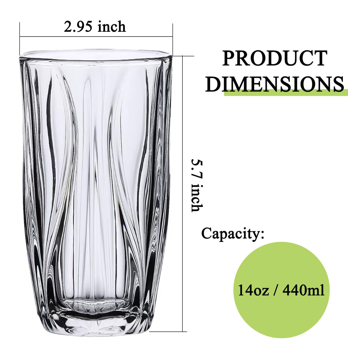 Highball Glass Set With Chip-Resistant Rims