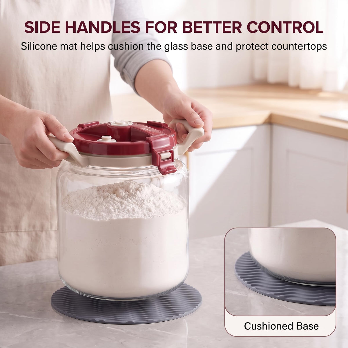Glass Flour Storage Container With Airtight Lid