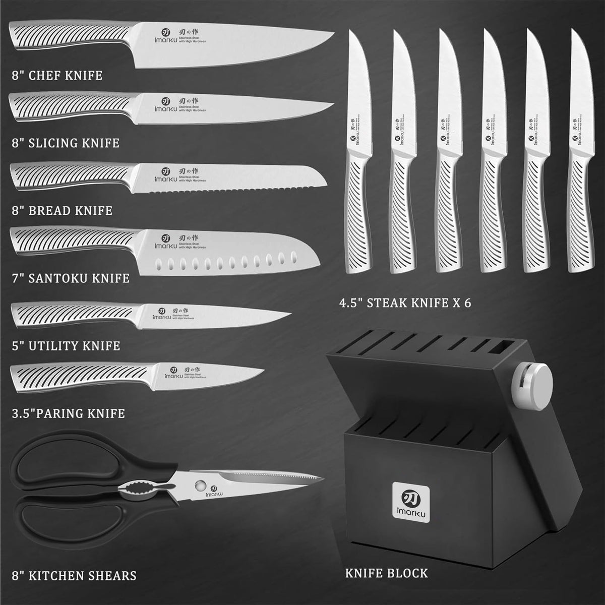 Knife Block Set With Precision Stainless Steel