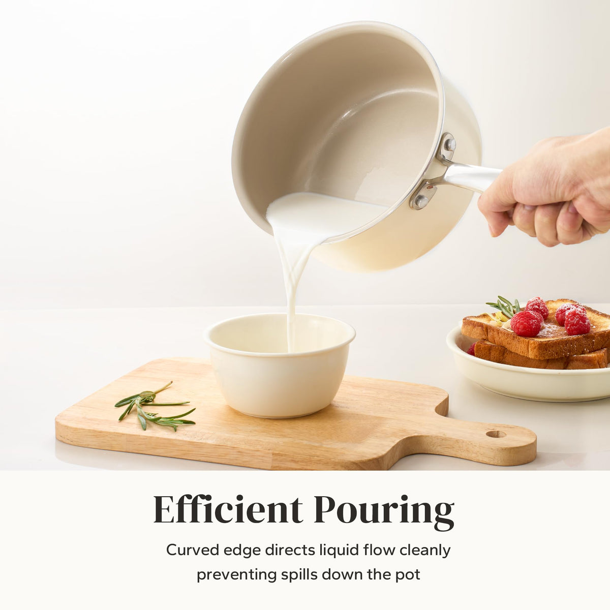 Ceramic Saucepan With Lid & Nonstick Interior