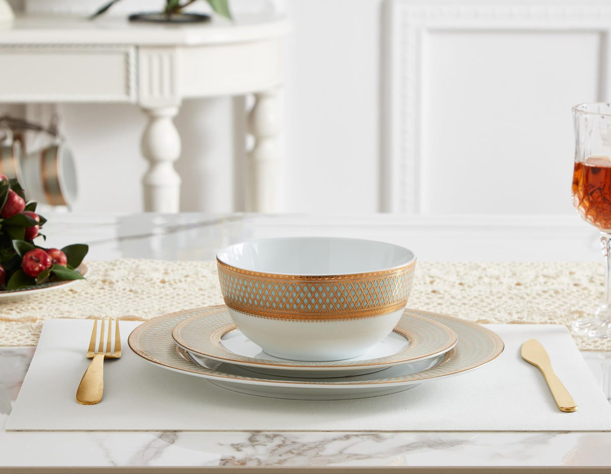 Porcelain Dinnerware Set With Vintage Gold Trim