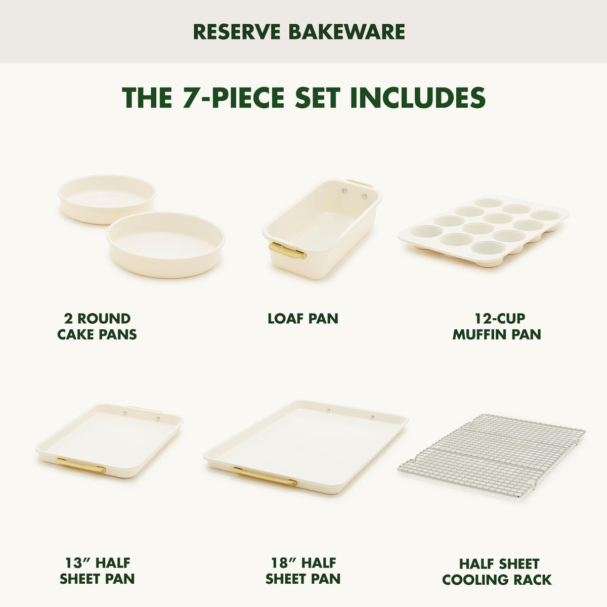 Ceramic Bakeware Set With Refined Gold Handles