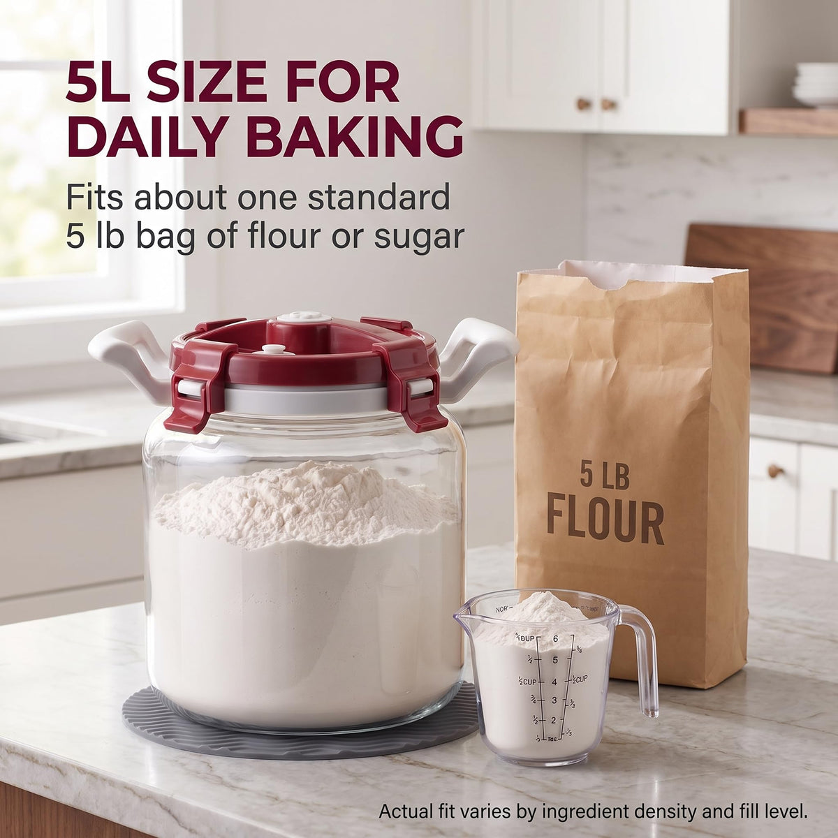 Glass Flour Storage Container With Airtight Lid