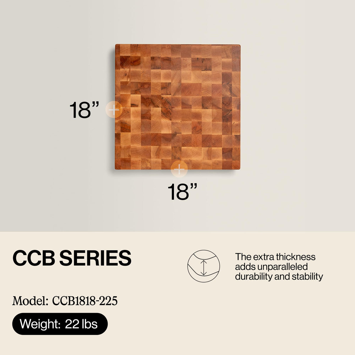 Square Maple Cutting Board With End-Grain Design