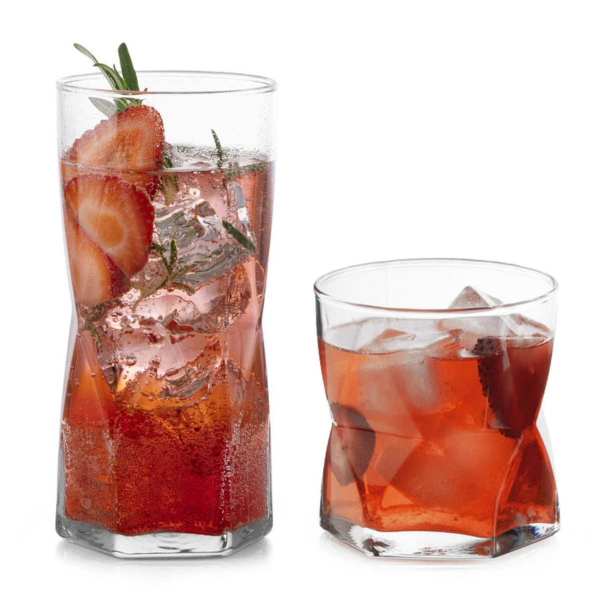 Glass Tumbler Set With Classic Cocktail Design