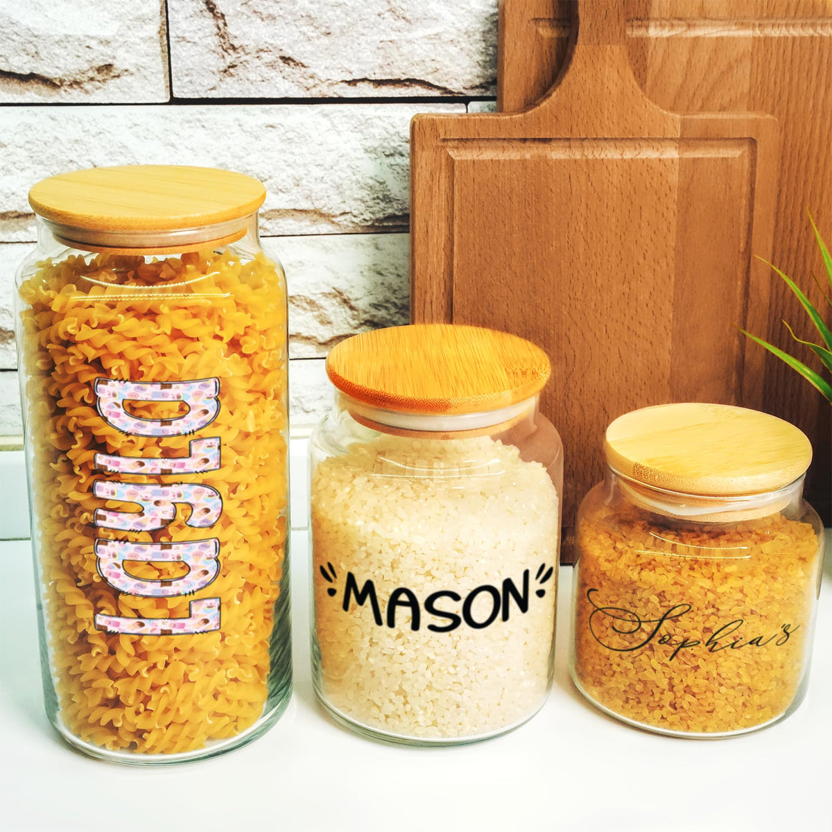 Personalized Glass Cookie Jar With Wooden Lid