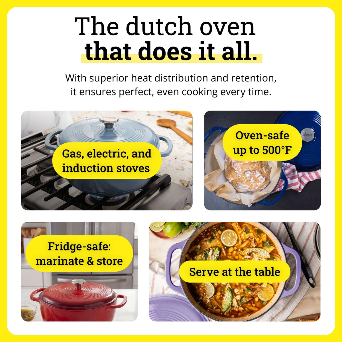 Enamel Cast Iron Dutch Oven With Moisture-Seal Lid