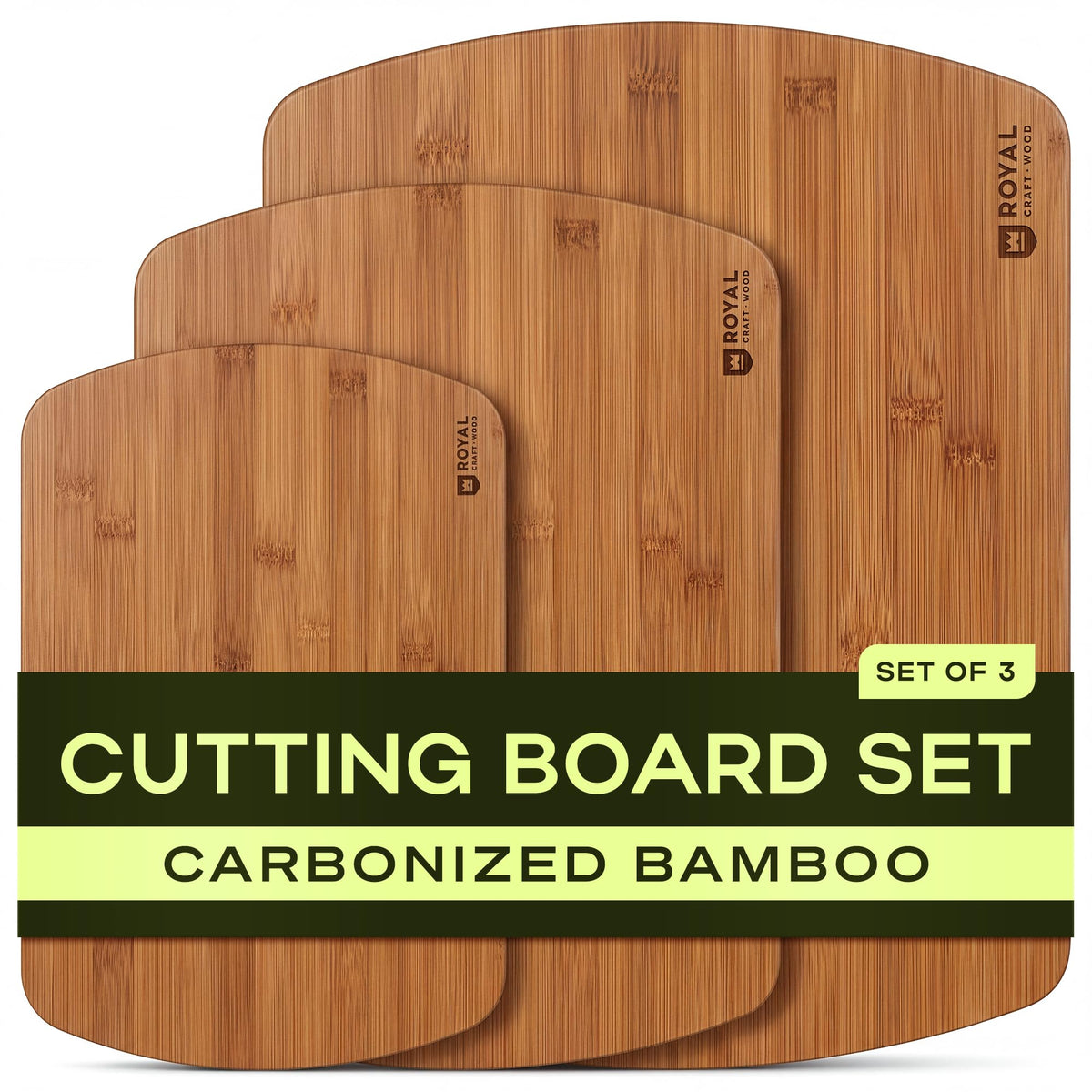 Bamboo Cutting Board Set With Deep Juice Grooves