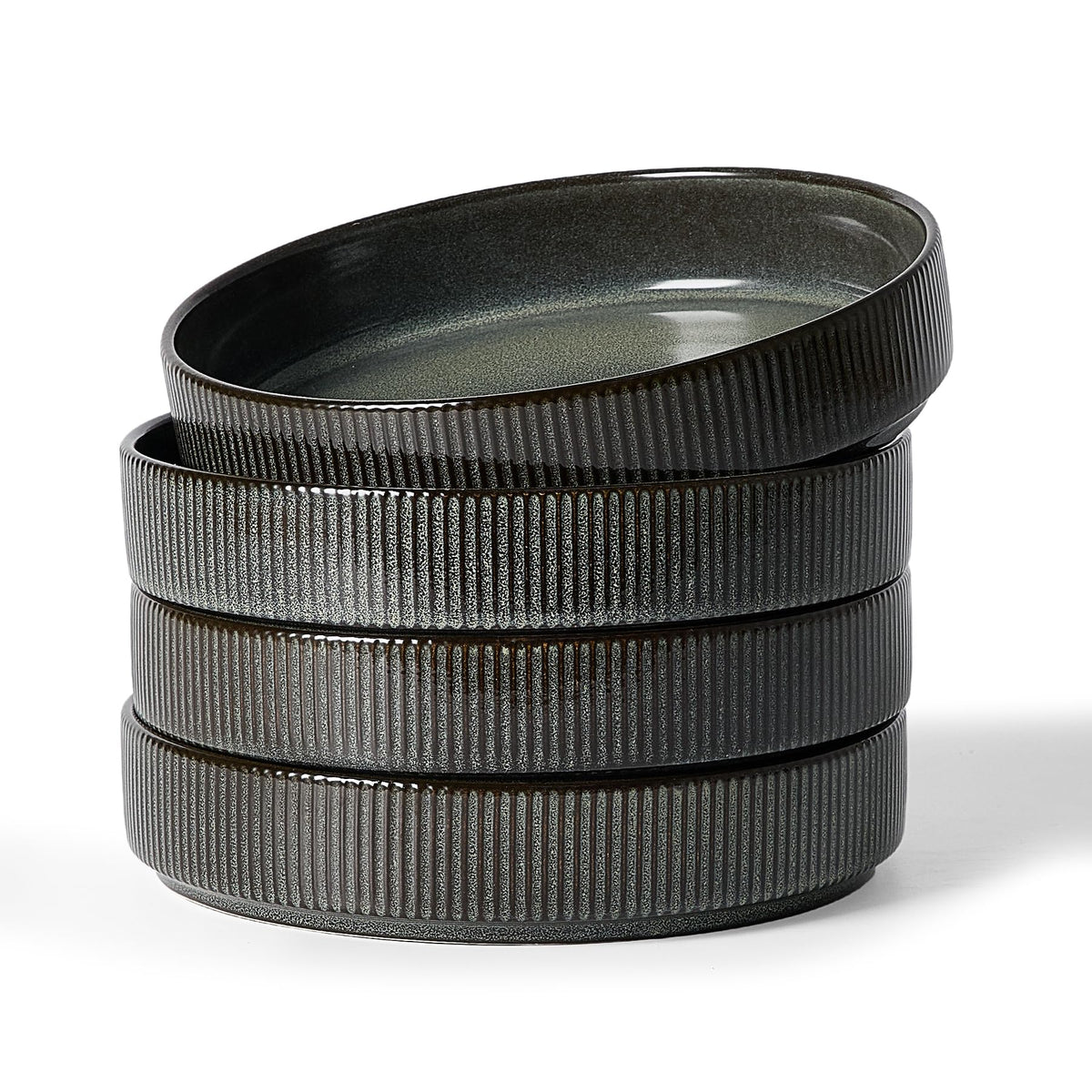 Wide Pasta Bowl Set With Star-Inspired Finish
