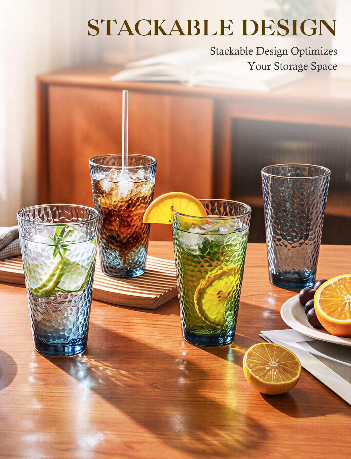 Hammered Drinking Cup Set With Textured Finish