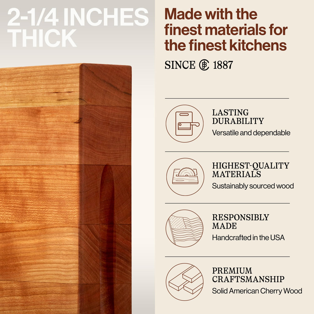 Maple Cutting Board With Reversible Edge-Grain Design