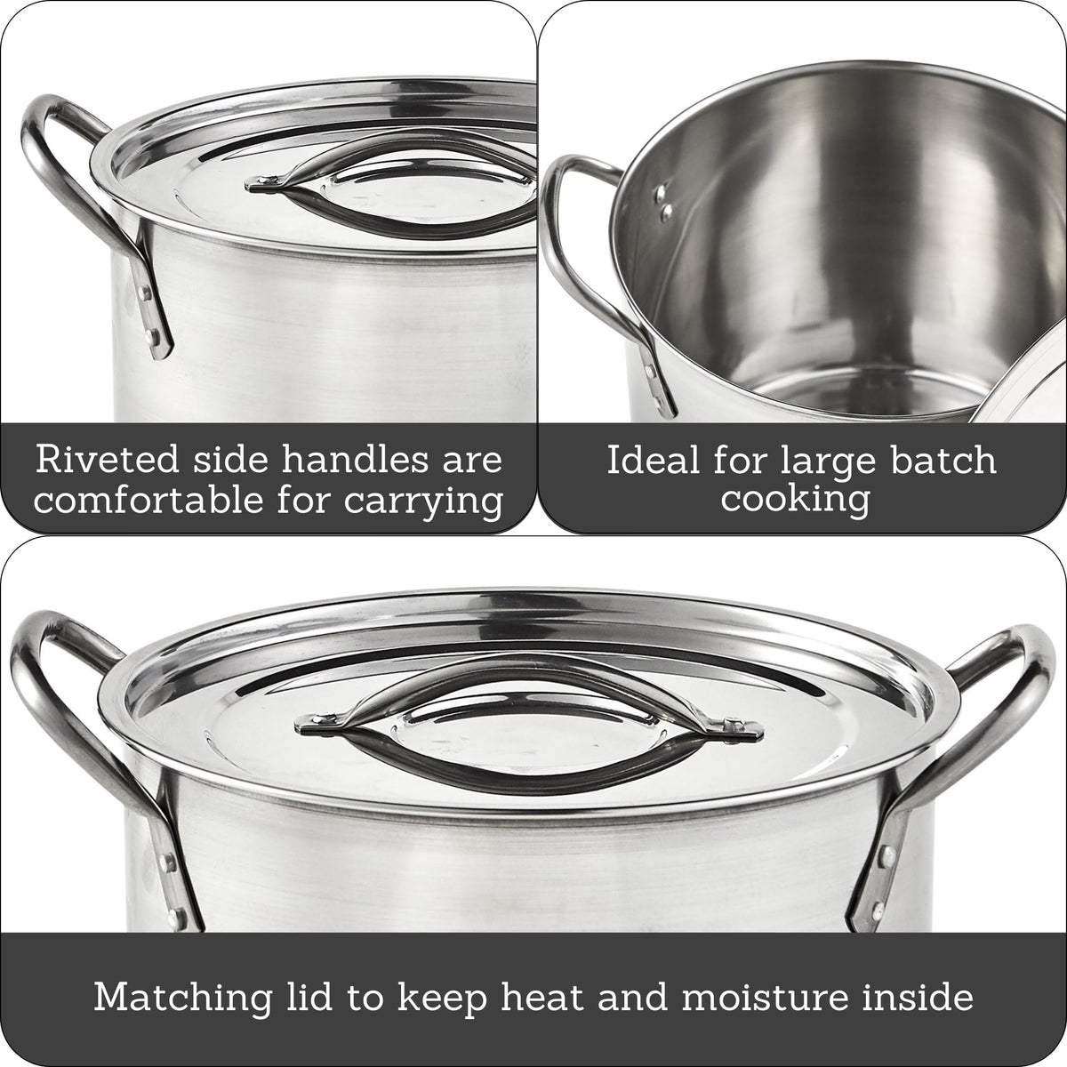 Stainless Steel Stock Pot With Secure-Fit Lid