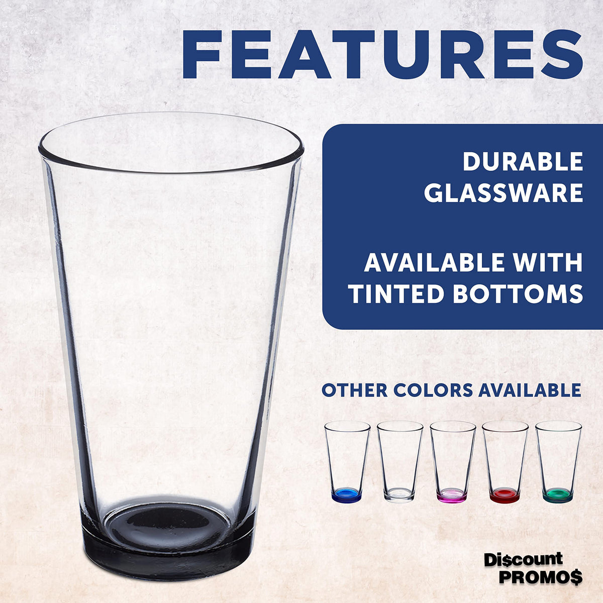 Pint Glass Set With Heavy-Duty Thick Base