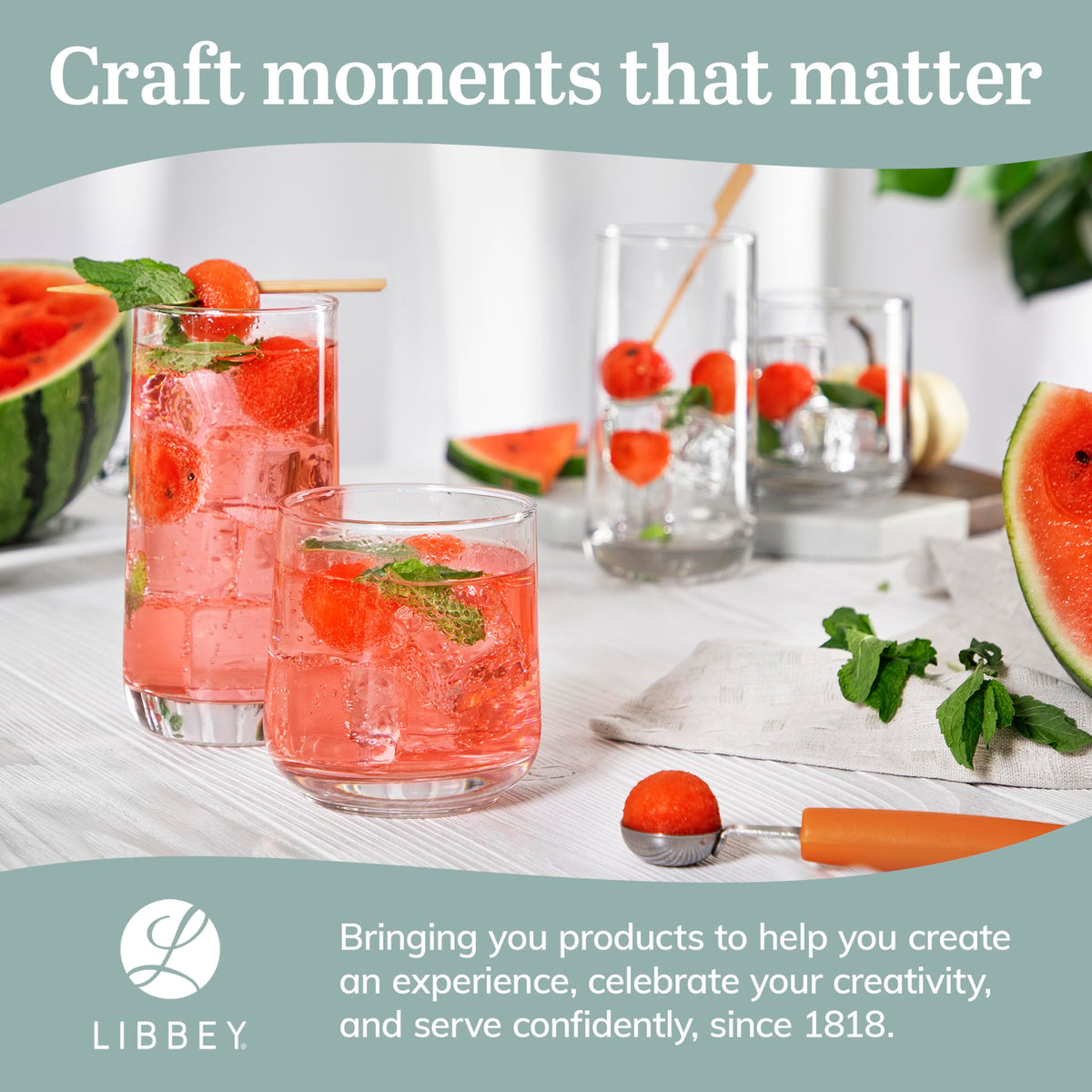 Glass Tumbler Set With Classic Cocktail Design