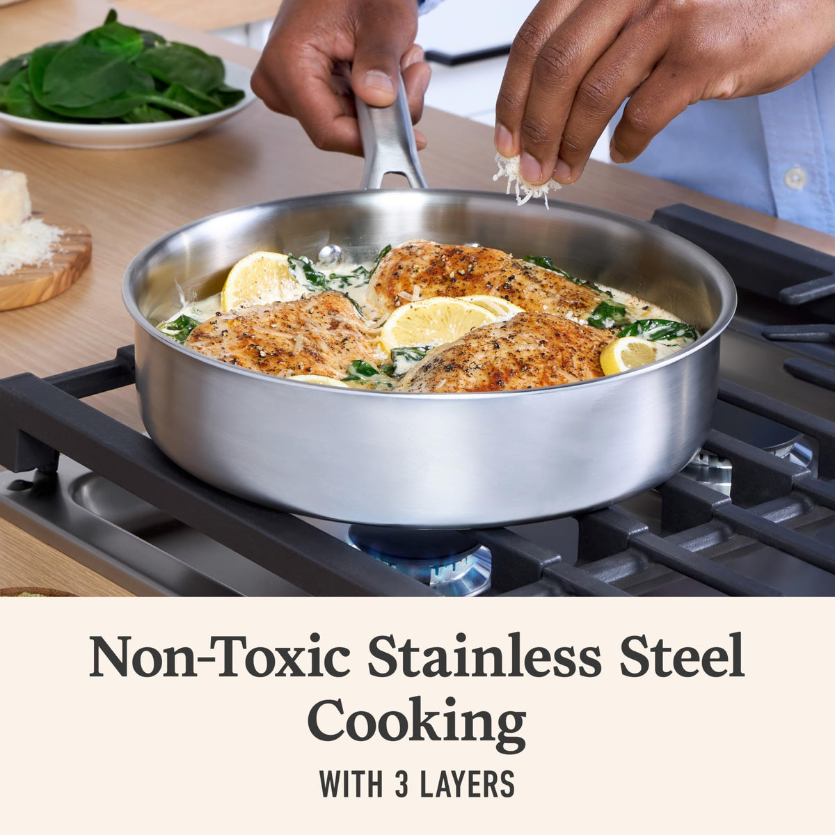 Tri-Ply Stainless Steel Cookware Set With Brushed Finish