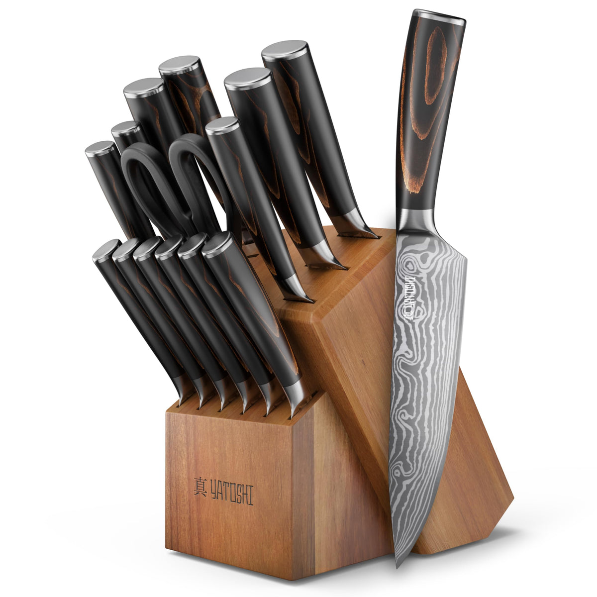 Professional Knife Block Set With High-Carbon Blades