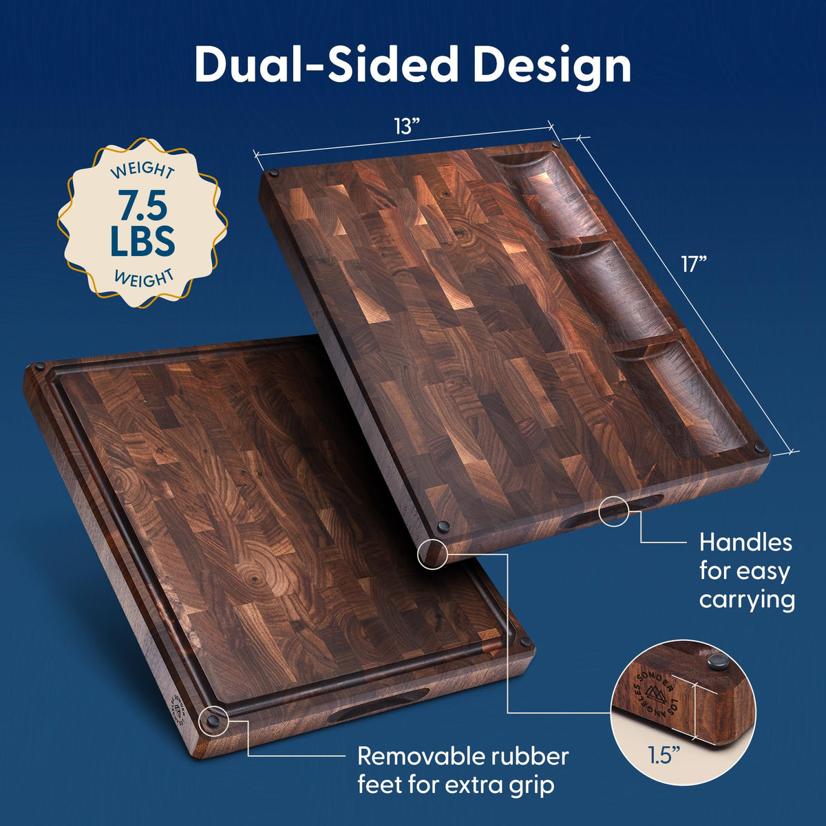 Walnut Cutting Board With End-Grain Construction