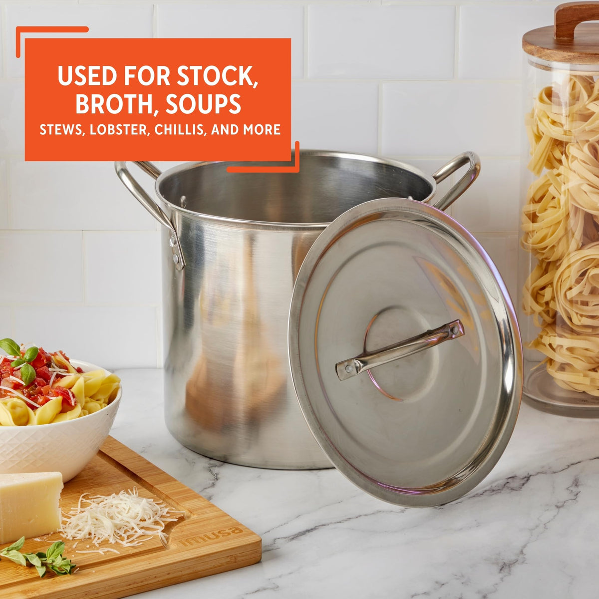 Stainless Steel Stock Pot With Secure-Fit Lid