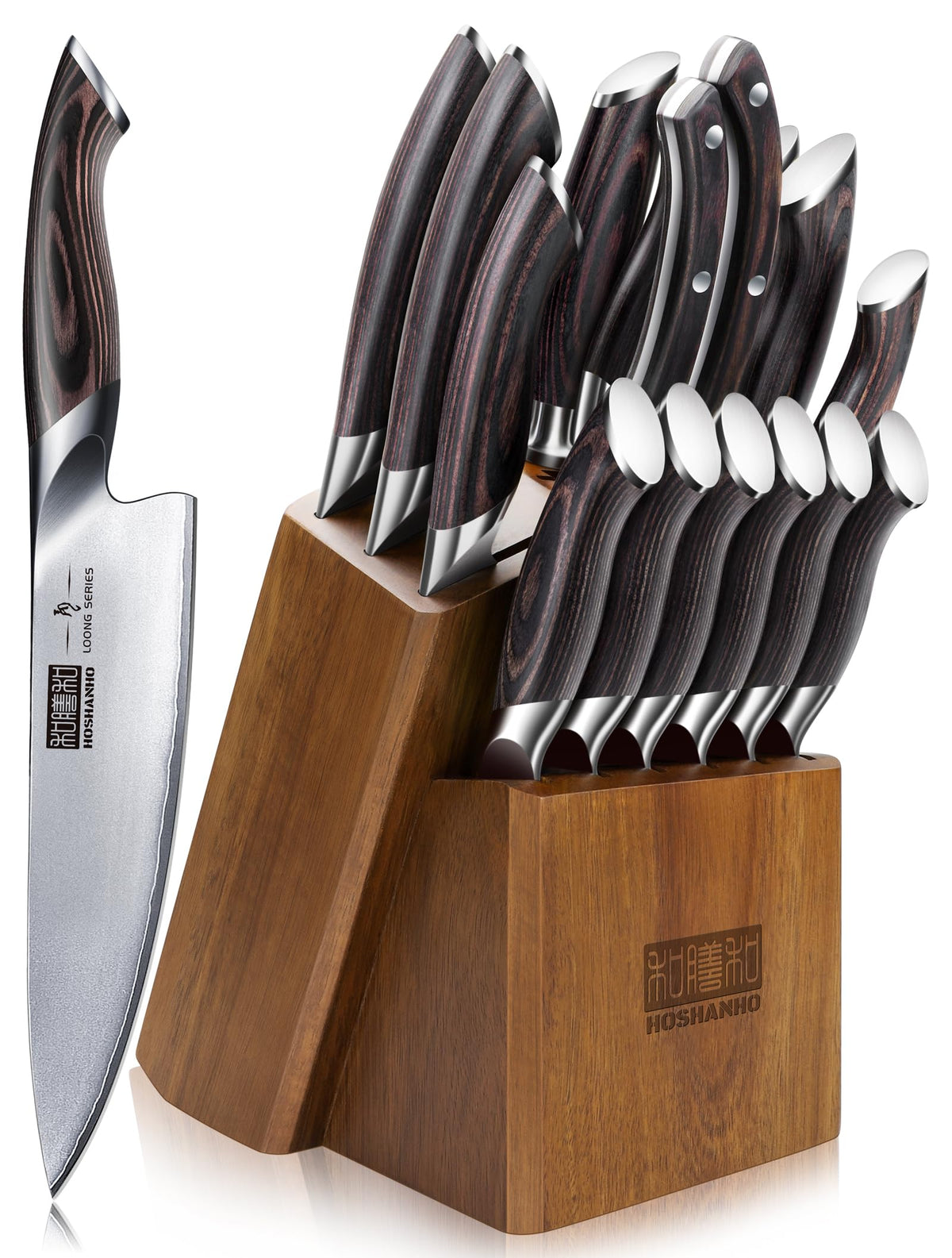Japanese Knife Block Set With Ultra-Sharp Blades