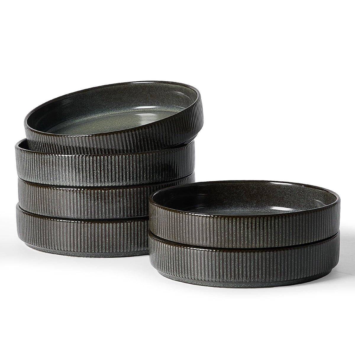 Wide Pasta Bowl Set With Star-Inspired Finish