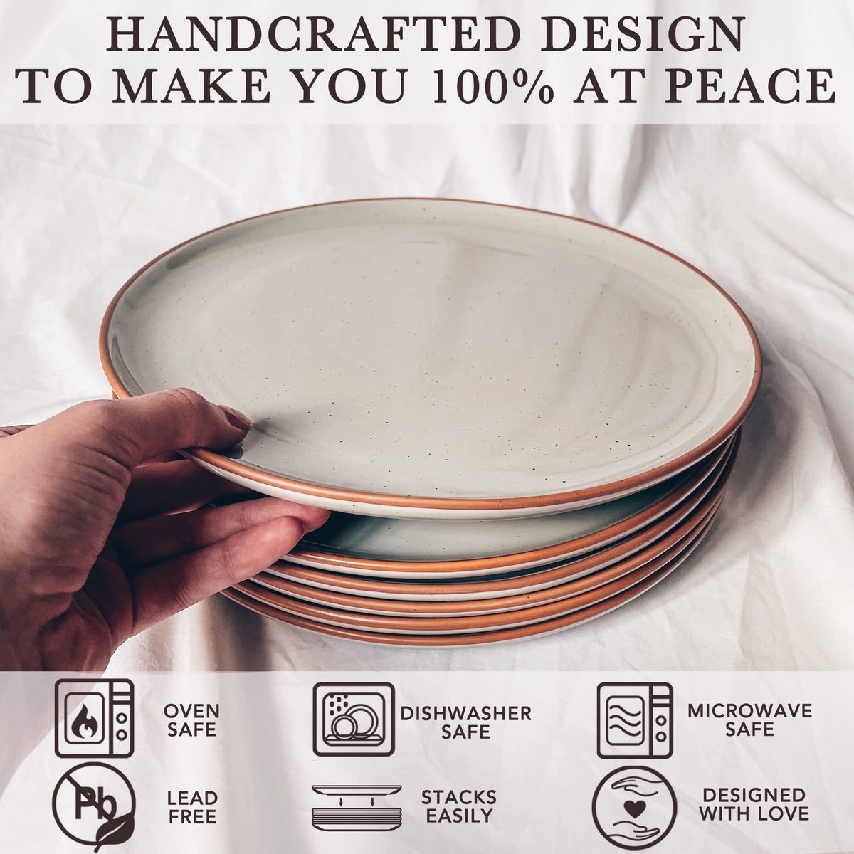Ceramic Dinner Plate Set With Modern Rustic Glaze