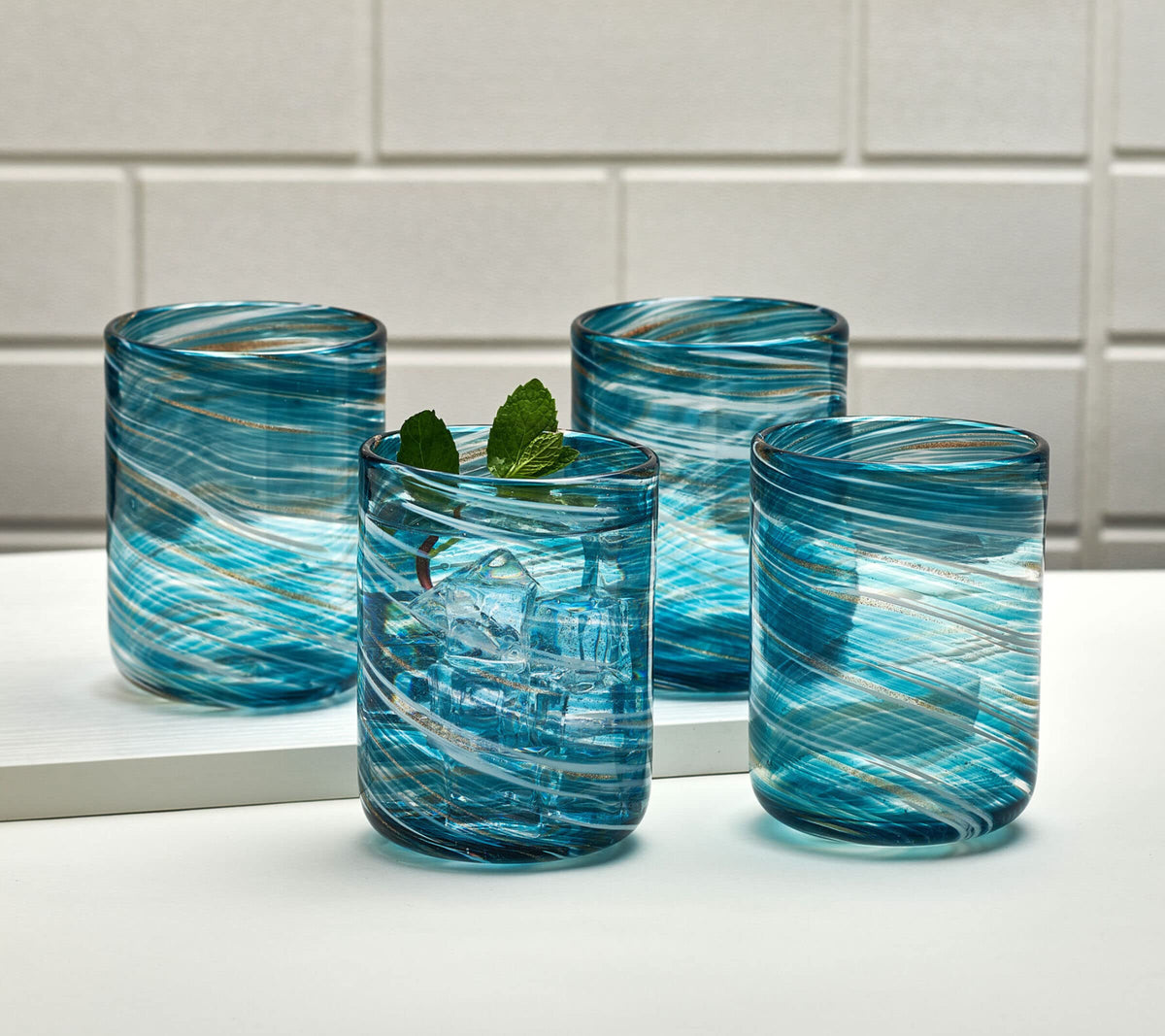 Color Swirl Dinnerware Set With Artisan Glaze