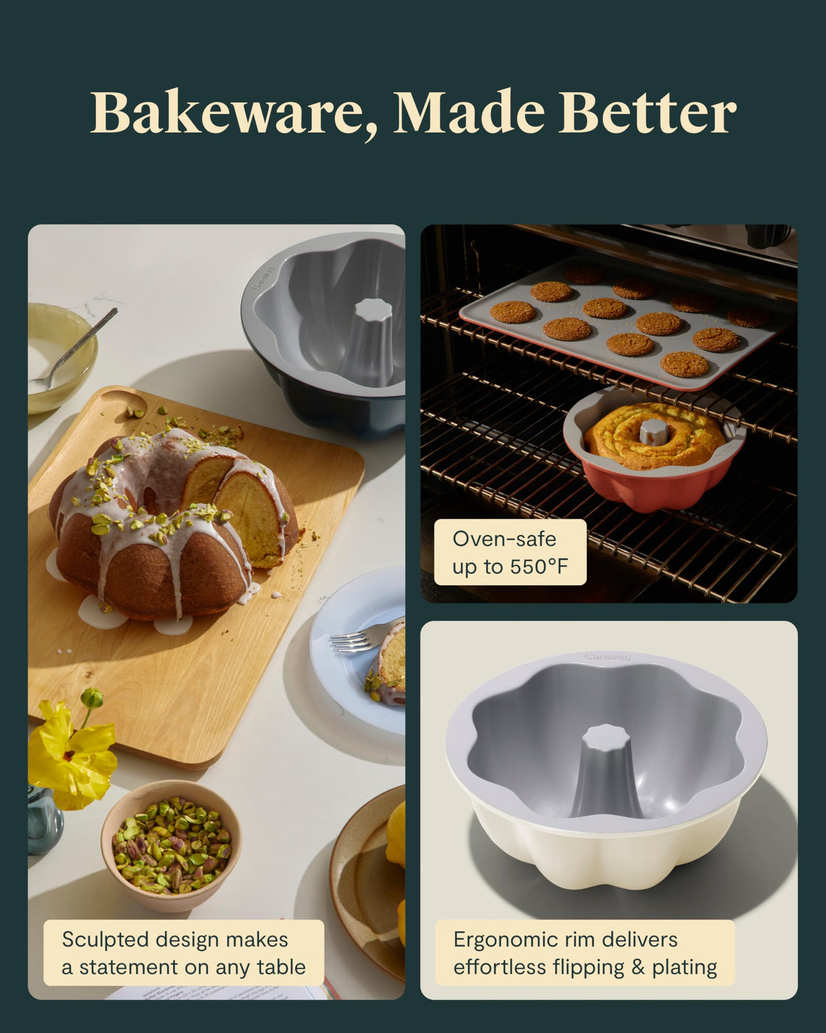 Fluted Ceramic Cake Pan With Nonstick Finish