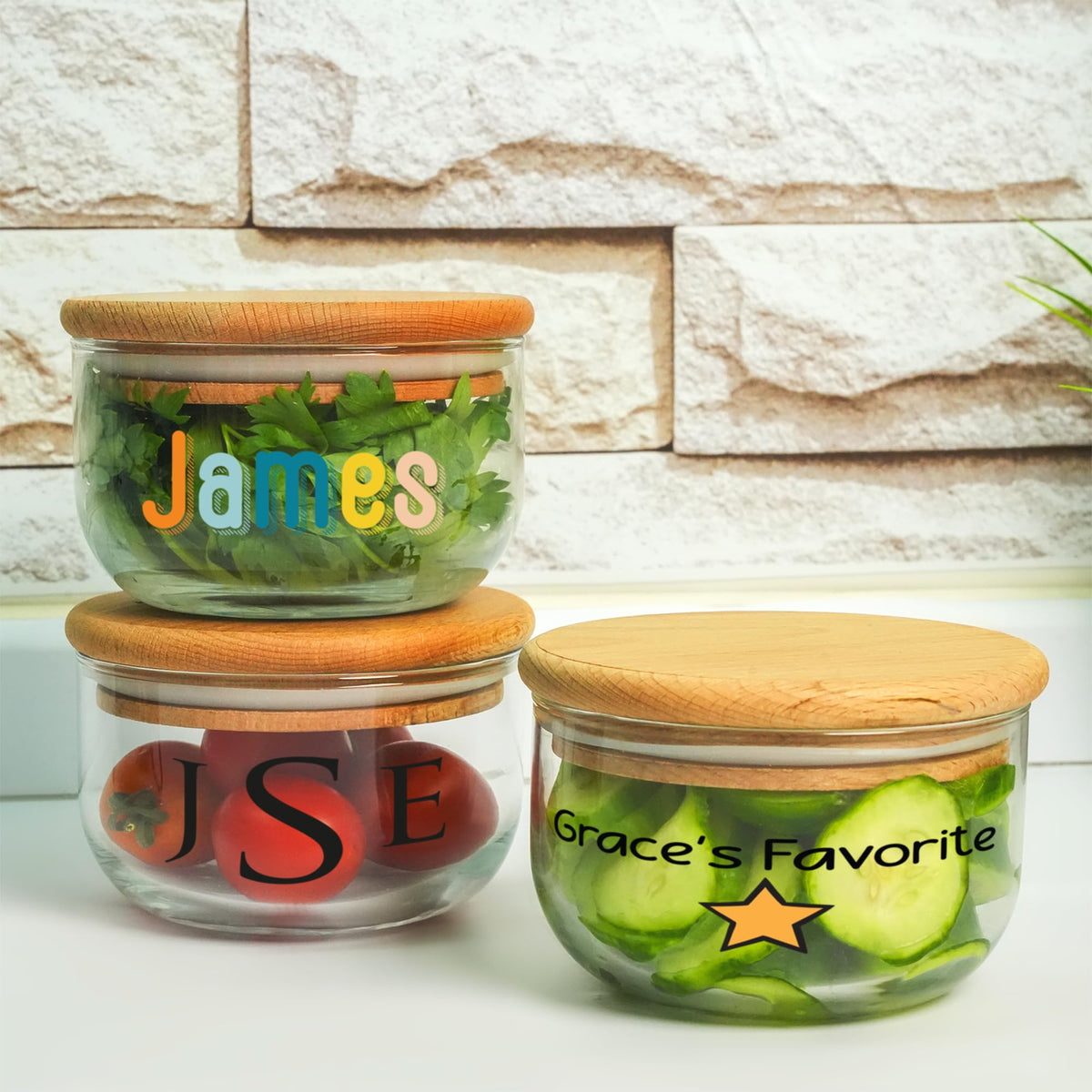 Personalized Glass Cookie Jar With Wooden Lid