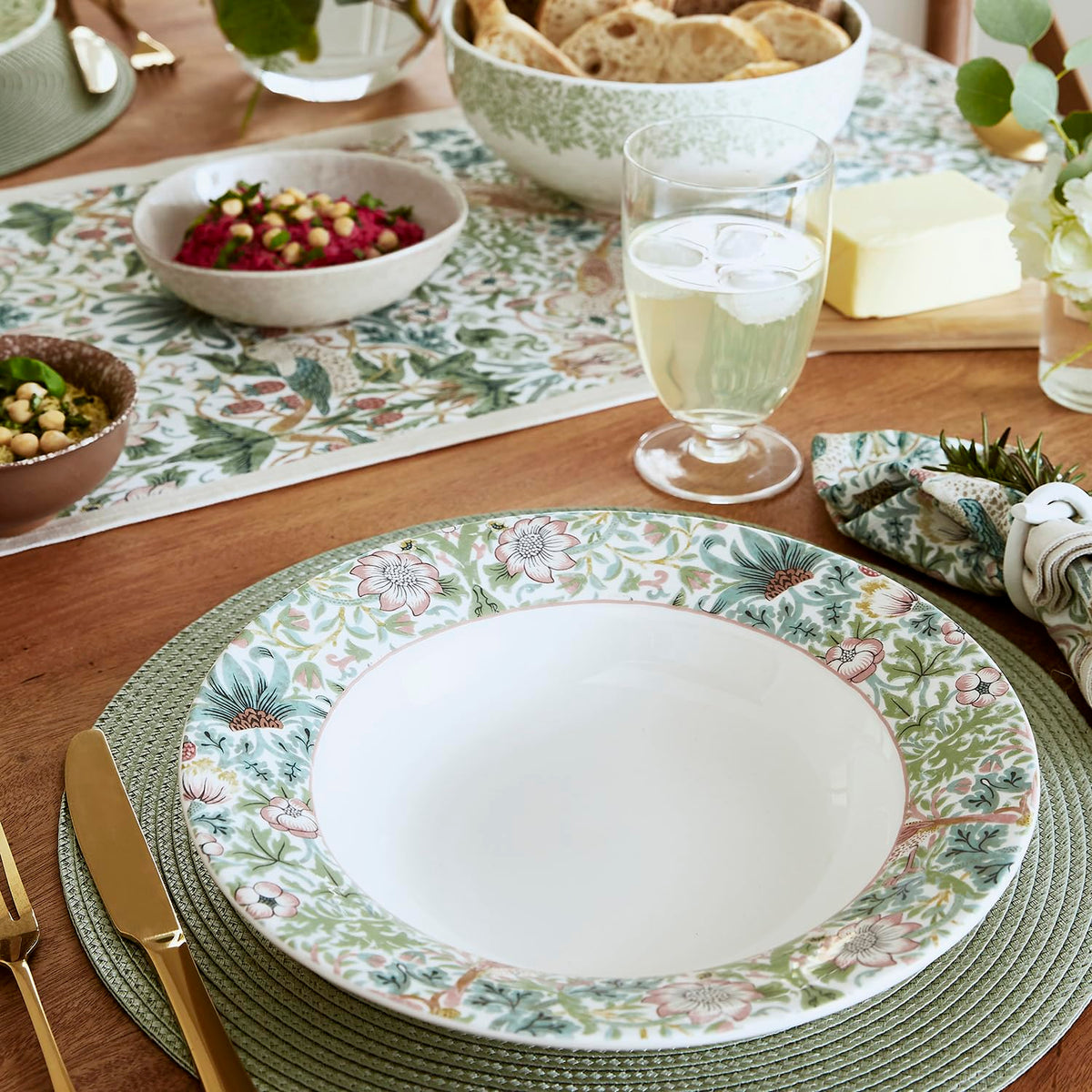 Bistro Pasta Bowl Set With Botanical Print