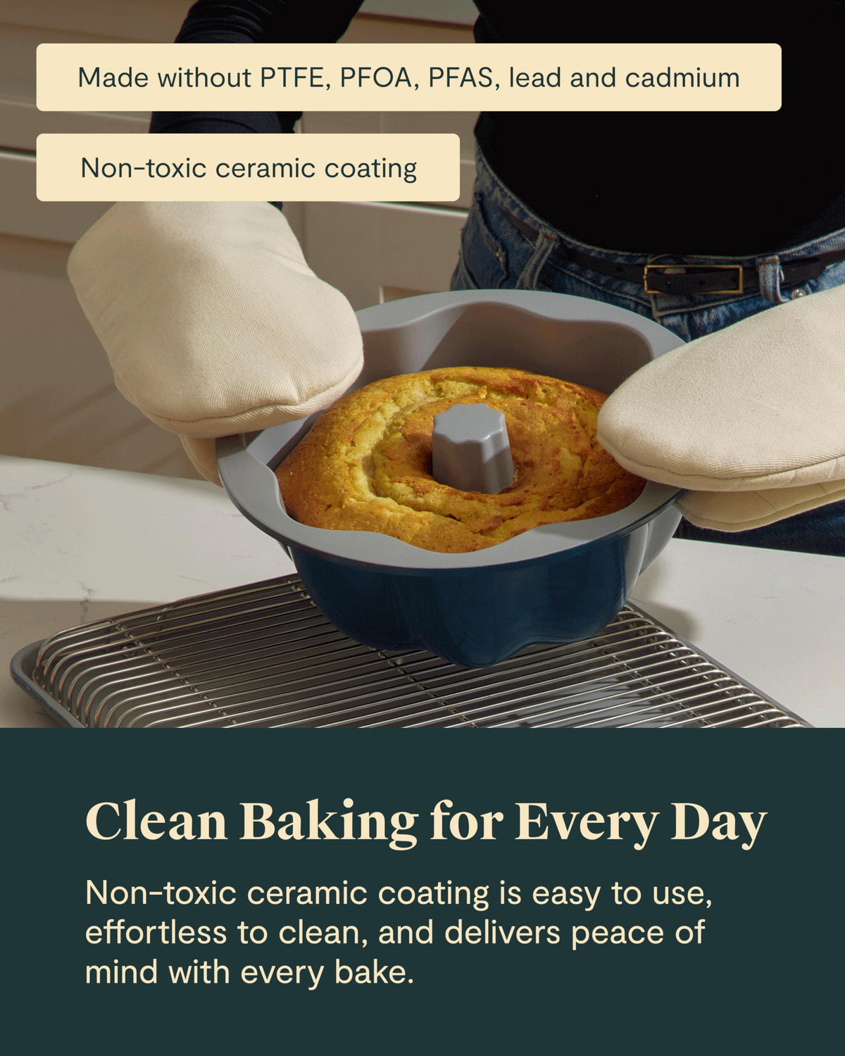 Fluted Ceramic Cake Pan With Nonstick Finish