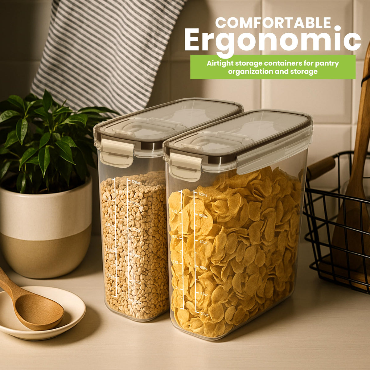 Airtight Cereal Storage Set With Clear Design