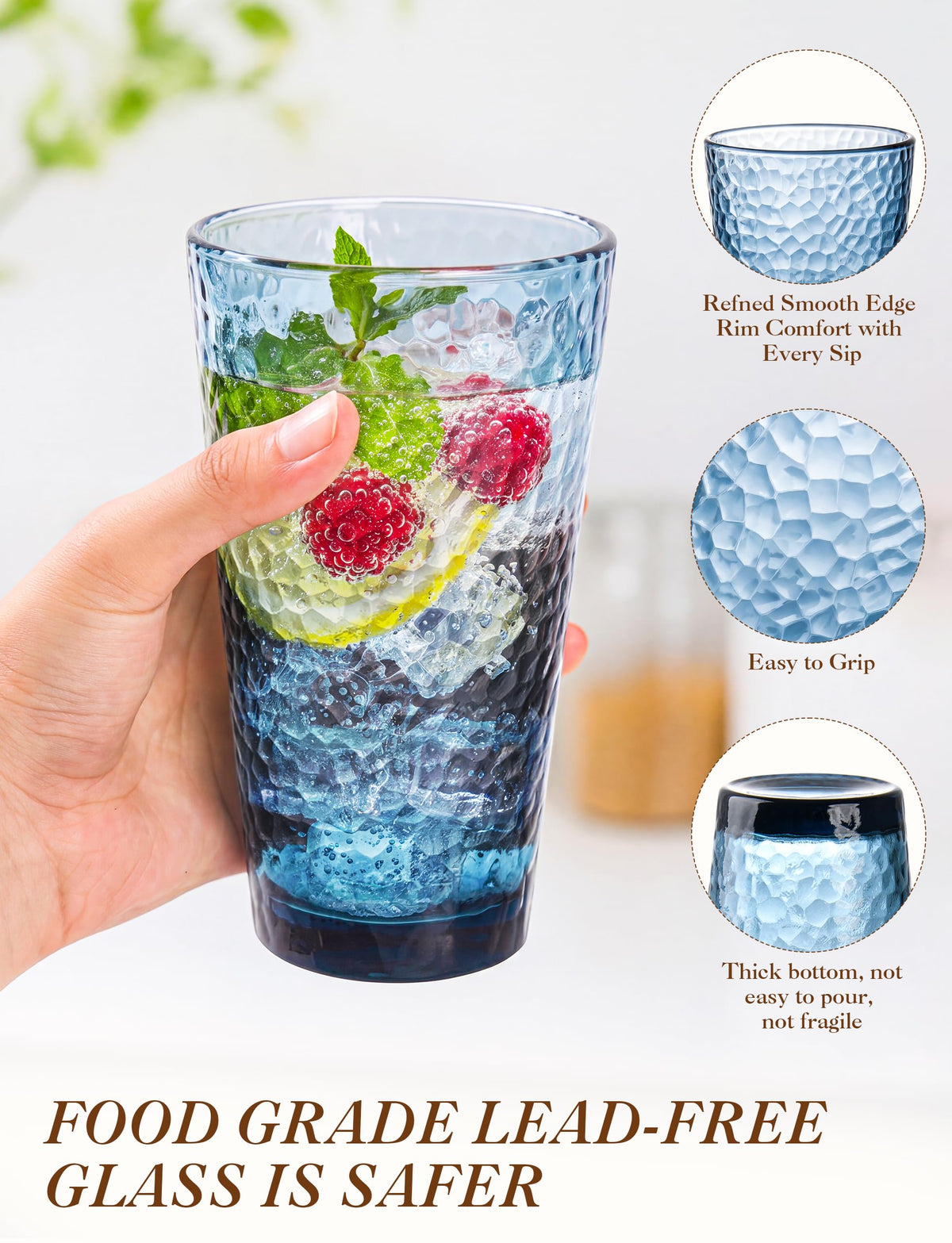 Hammered Drinking Cup Set With Textured Finish