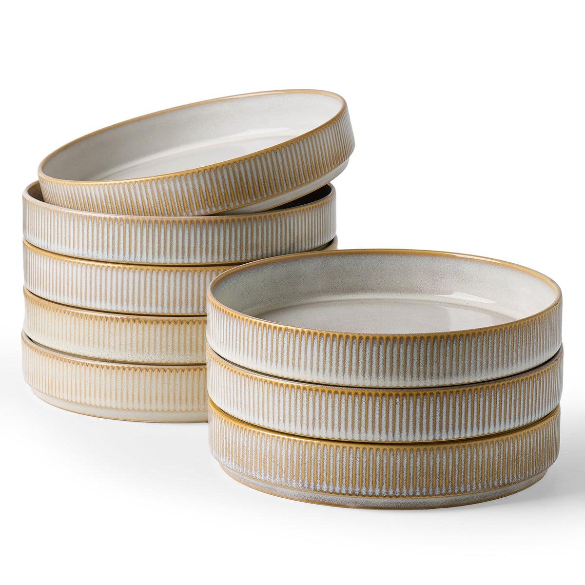 Wide Pasta Bowl Set With Star-Inspired Finish